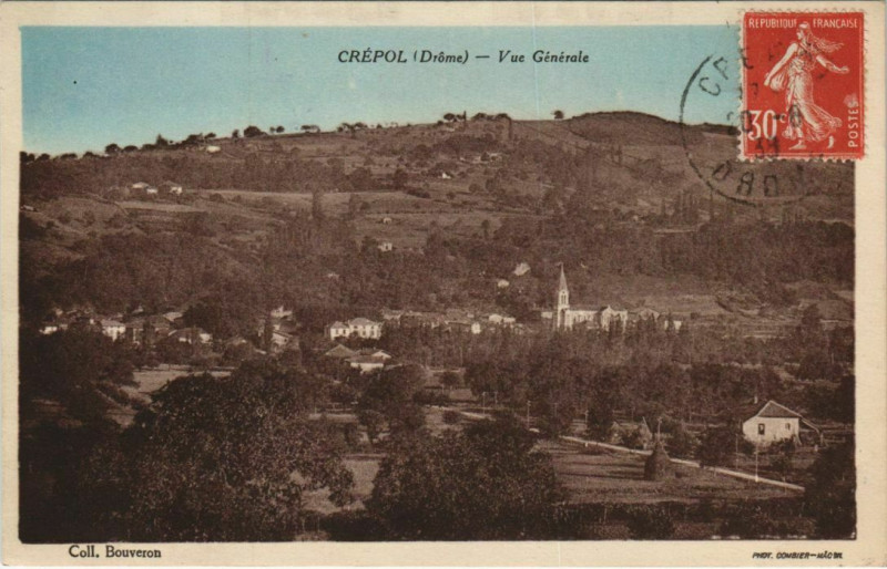 Carte postale ancienne Crepol Vue Generale France à Crépol