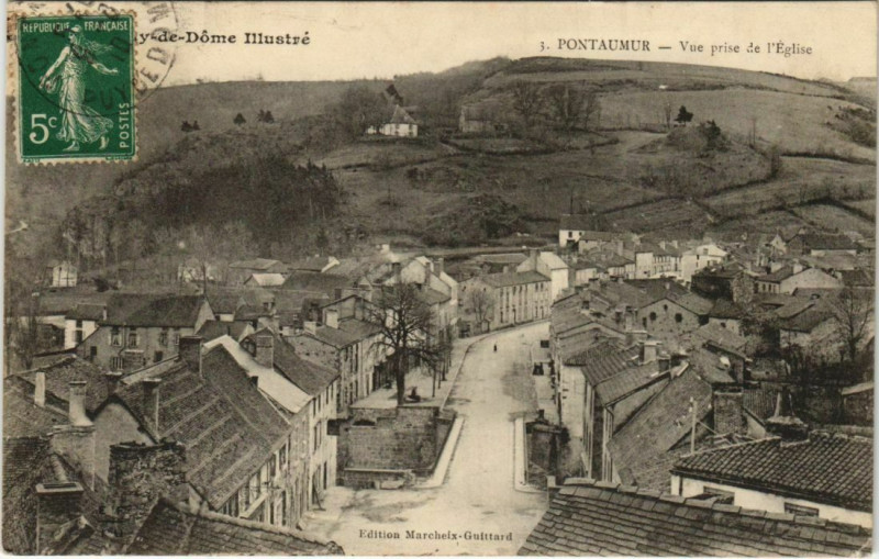 Carte postale ancienne Pontaumur Vue prise de l'Eglise France