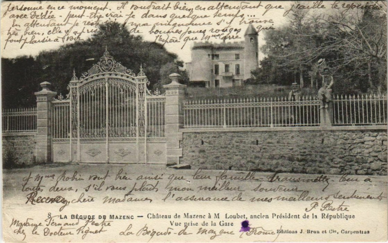 Carte postale ancienne Chateau de Mazenc a M.Loubet France