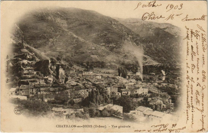 Carte postale ancienne Chatillon en Diois vue generale France