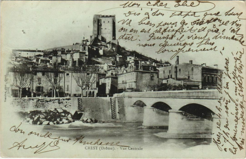 Carte postale ancienne Crest vue generale France à Crest