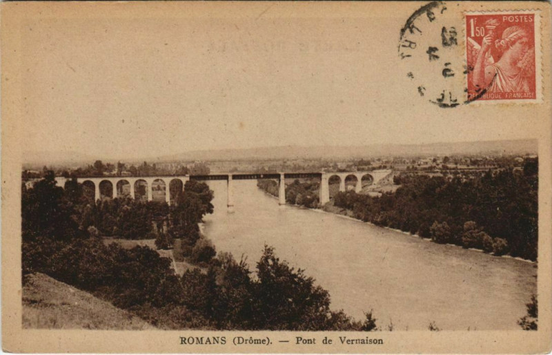 Carte postale ancienne Romans Pont de Vernaison France