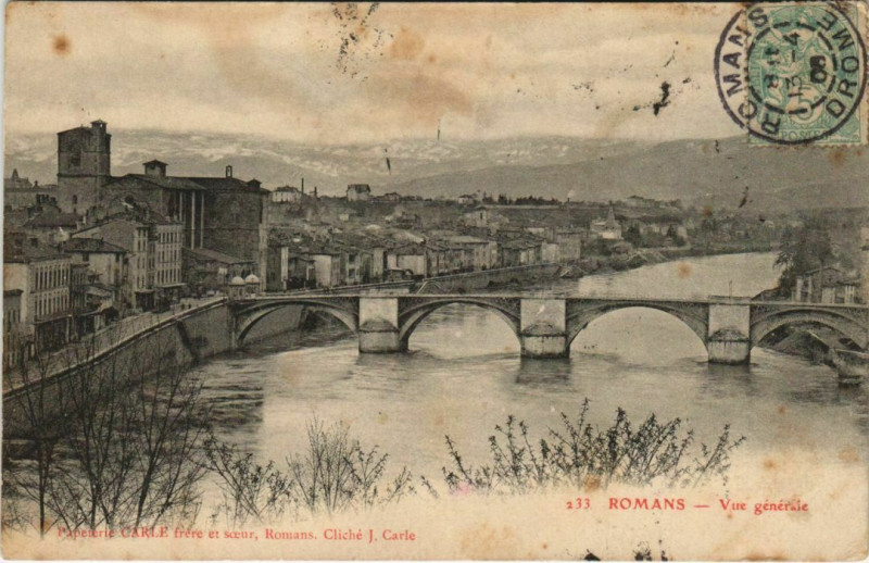 Carte postale ancienne Romans vue generale France