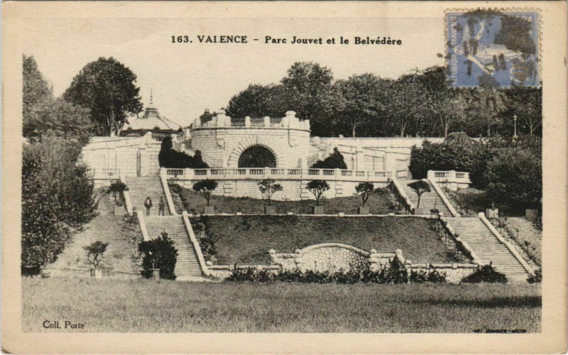 Carte postale ancienne Valence Parc Jouvet et le Belvedere France à Valence
