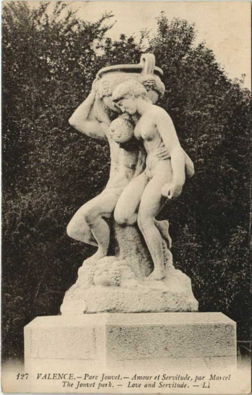 Carte postale ancienne Valence Parc Jouvet ,Amour et Servitude France à Valence