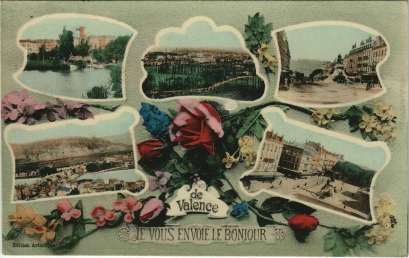 Carte postale ancienne Valence Avenue Felix Feure et Statue de Bancel France à Valence