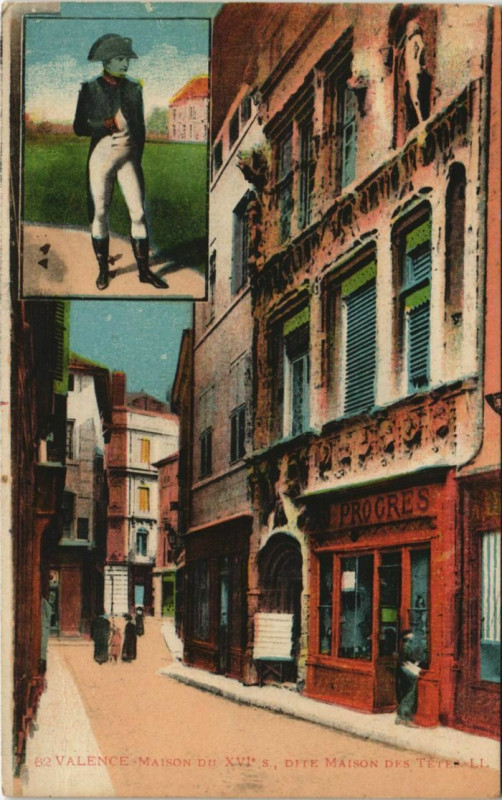Carte postale ancienne Valence Dite Maison des Tetes France à Valence