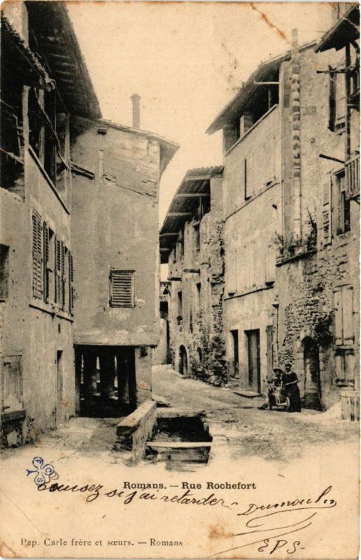 Carte postale ancienne Romans - Rue Rochefort
