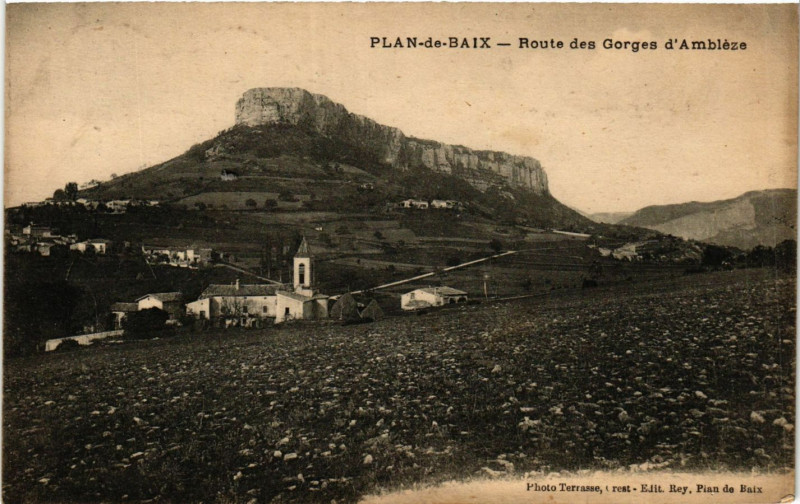 Carte postale ancienne Plan-de-Baix - Route des Gorges d'Ambleze à Plan-de-Baix