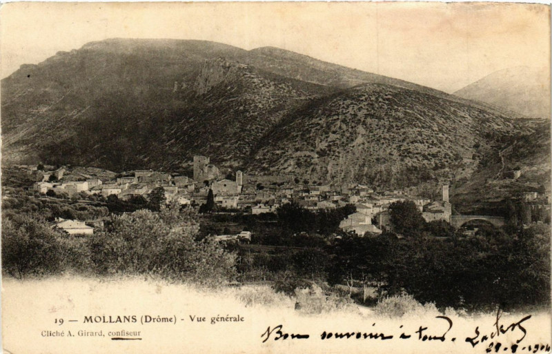 Carte postale ancienne Mollans - Vue générale