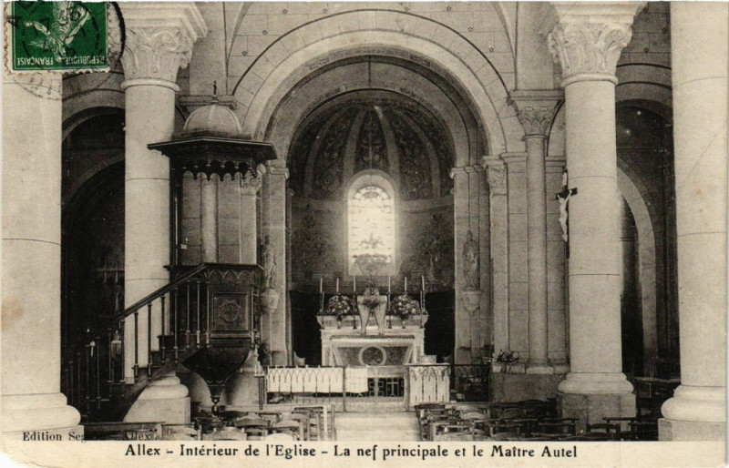 Carte postale ancienne Allex - Interieur de l'Eglise à Allex