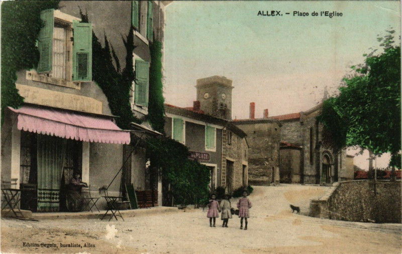 Carte postale ancienne Allex - Place de l'Eglise à Allex