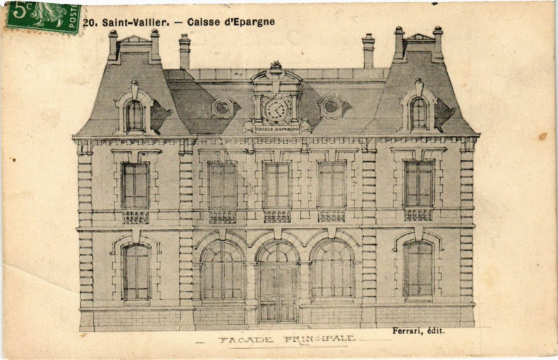 Carte postale ancienne Saint-Vallier - Caisse d'Epargne à Saint-Vallier