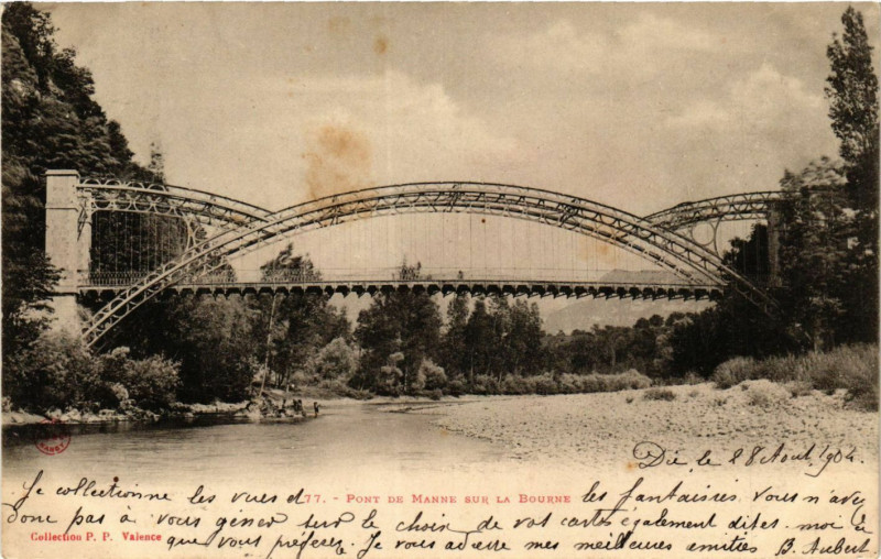 Carte postale ancienne Pont de Manne sur la Bourne