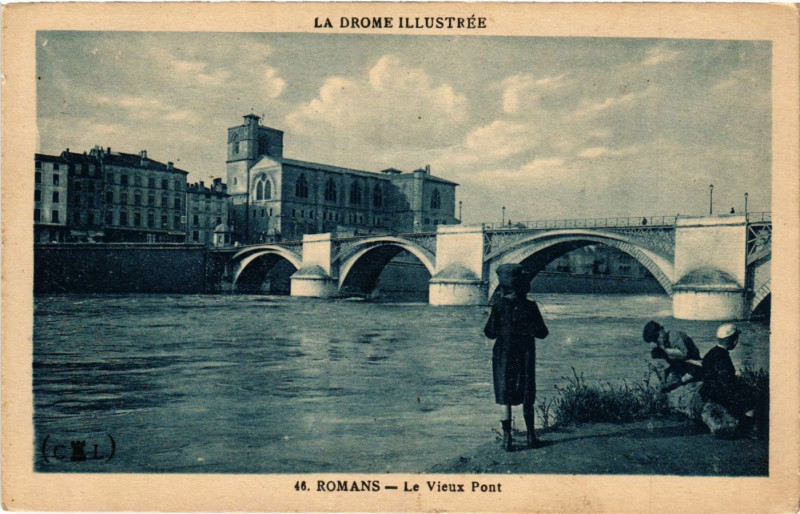 Carte postale ancienne Romans - Le Vieux Pont