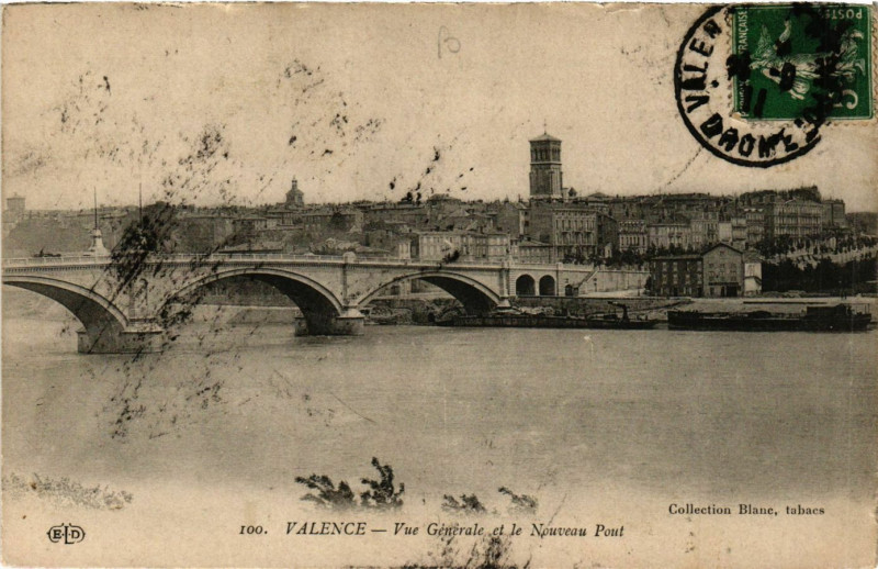 Carte postale ancienne Valence vue générale et le Nouveau Pont à Valence