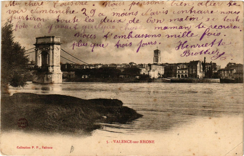 Carte postale ancienne Valence-sur-Rhone à Valence
