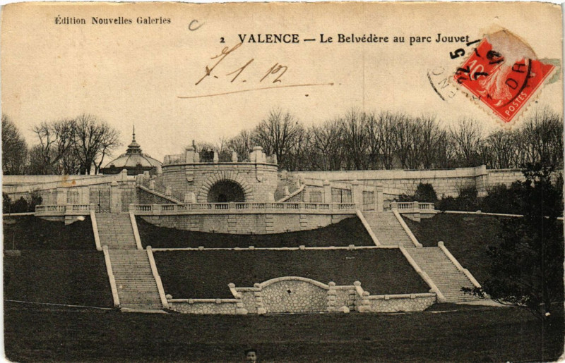 Carte postale ancienne Valence Le Belvedere au Parc Jouvet à Valence