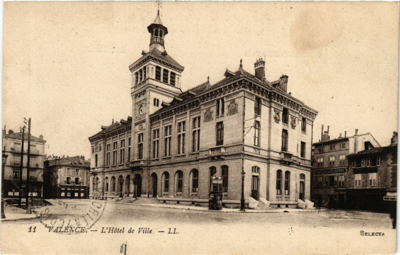 Carte postale ancienne Valence l'Hotel de Ville à Valence