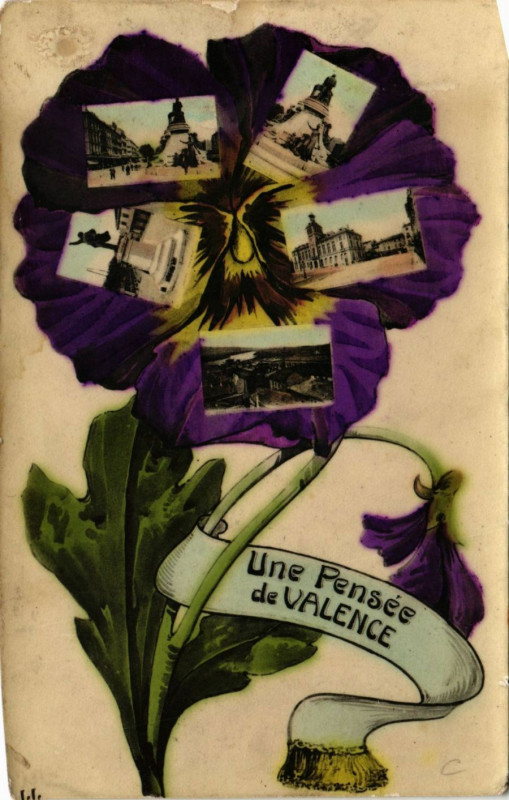 Carte postale ancienne Une pensée de Valence à Valence