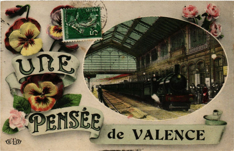 Carte postale ancienne Une pensée de Valence à Valence