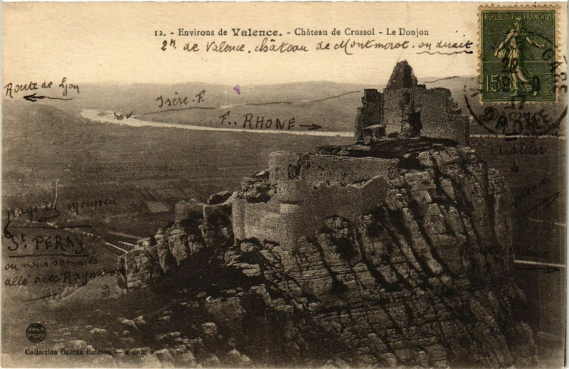 Carte postale ancienne Environs de Valence Chateau de Crussol - Le Donjon à Valence