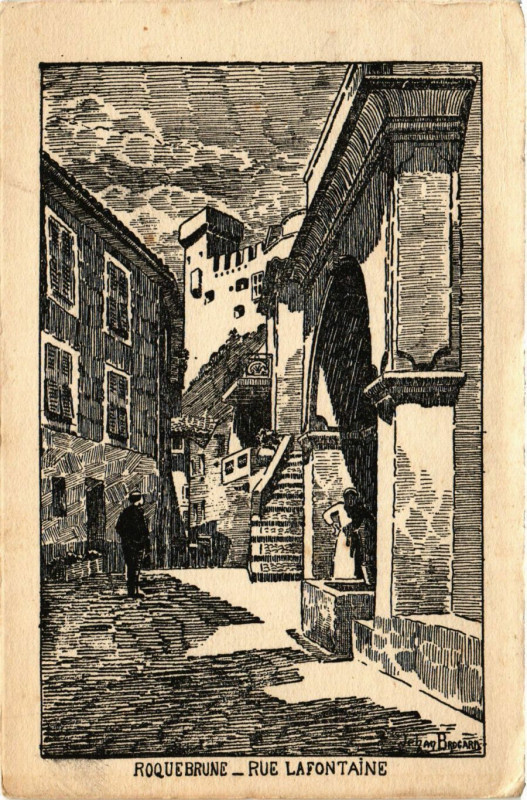 Carte postale ancienne Roquebrune - Rue Lafontaine