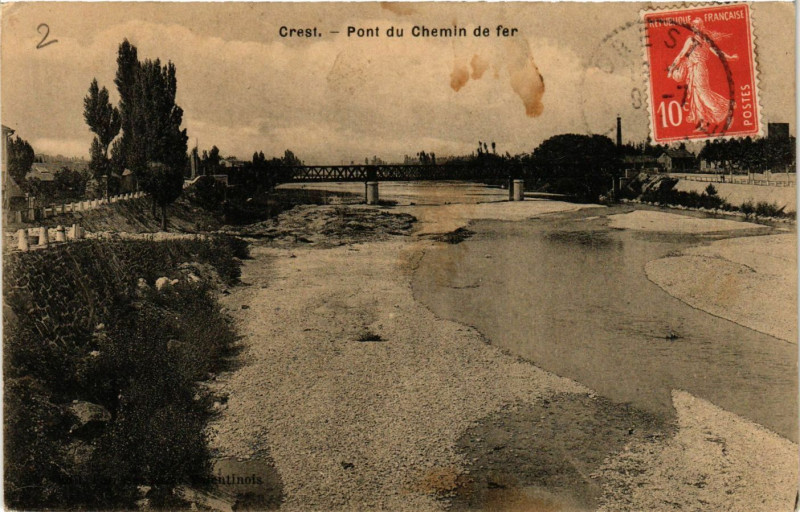 Carte postale ancienne Crest - Pont du Chemin de fer à Crest