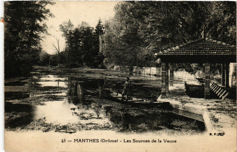 Carte postale ancienne Manthes - Les Sources de la Veuze à Manthes