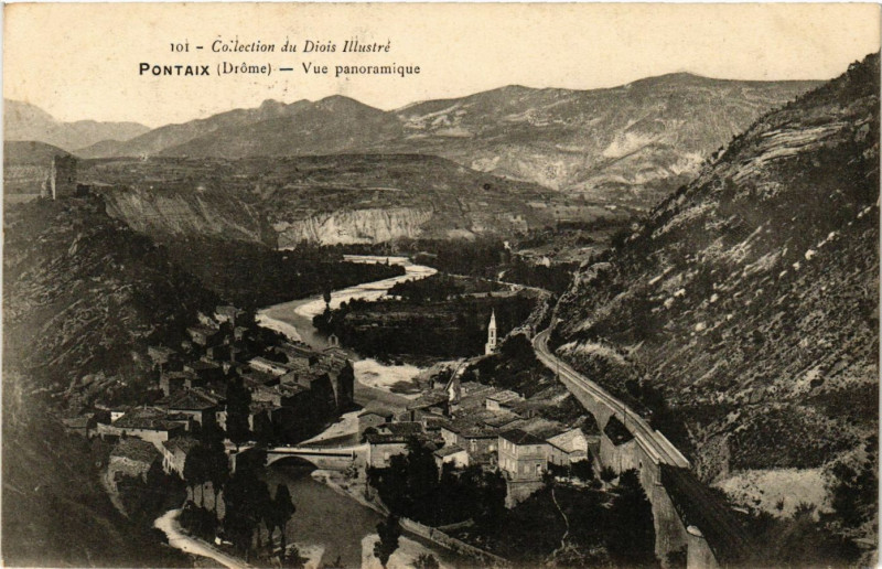 Carte postale ancienne Pontaix - Vue panoramique à Pontaix