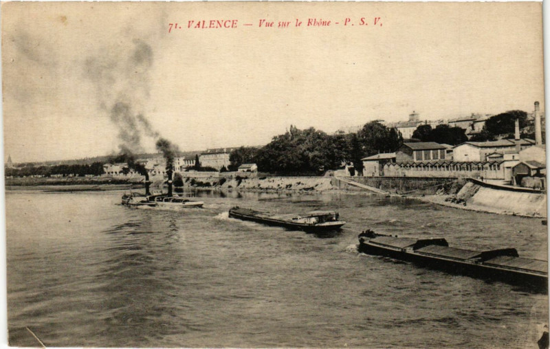 Carte postale ancienne Valence - Vue sur le Rhone à Valence