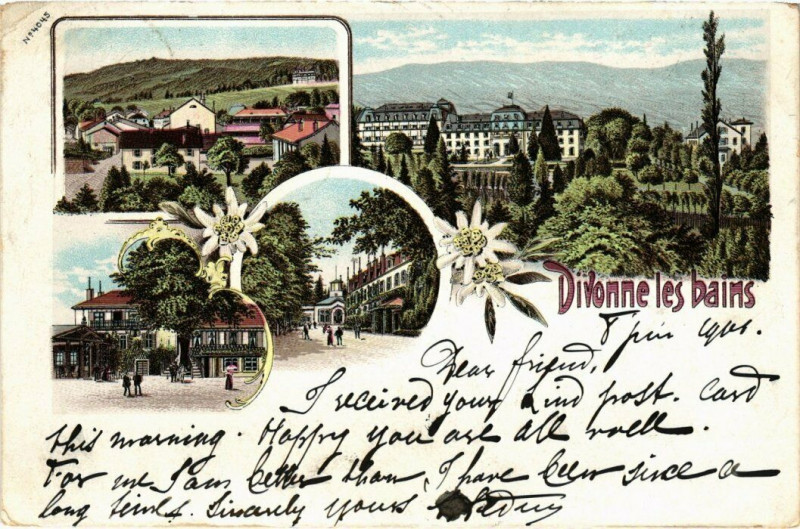 Carte postale ancienne Litho Divonne-les-Bains - Souvenir à Divonne-les-Bains