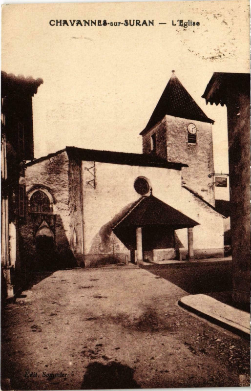 Carte postale ancienne Chavannes-sur-Suran - L'Eglise