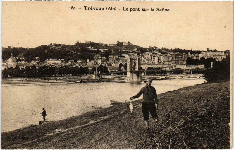 Carte postale ancienne Trevoux - Le pont sur la Saone à Trévoux