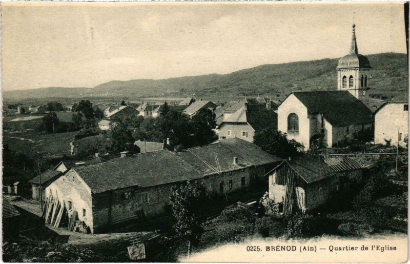 Carte postale ancienne Brenod - Quartier de l'Eglise à Brénod