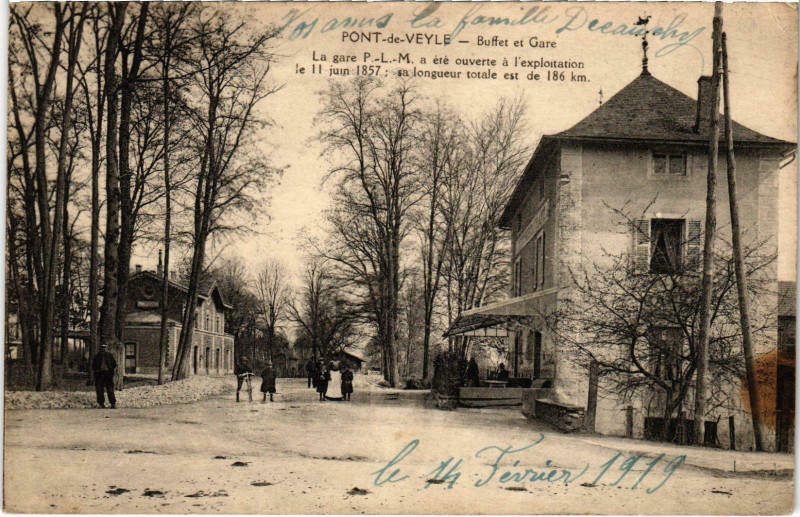 Carte postale ancienne Pont de Veyle - Beuffet et Gare à Pont-de-Veyle