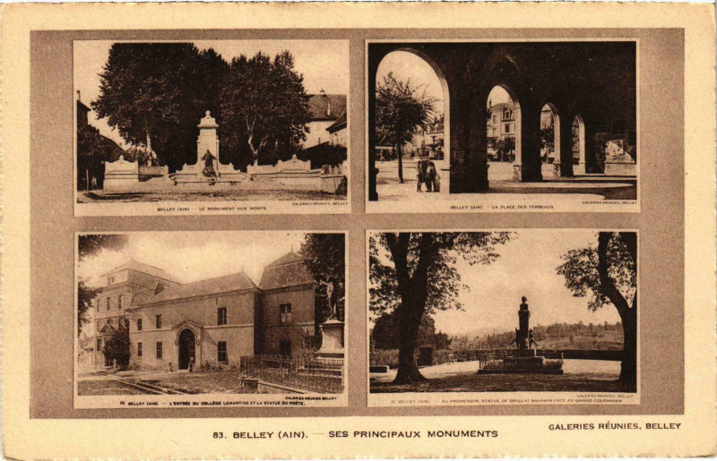 Carte postale ancienne Belley - Ses Principaux Monuments à Belley