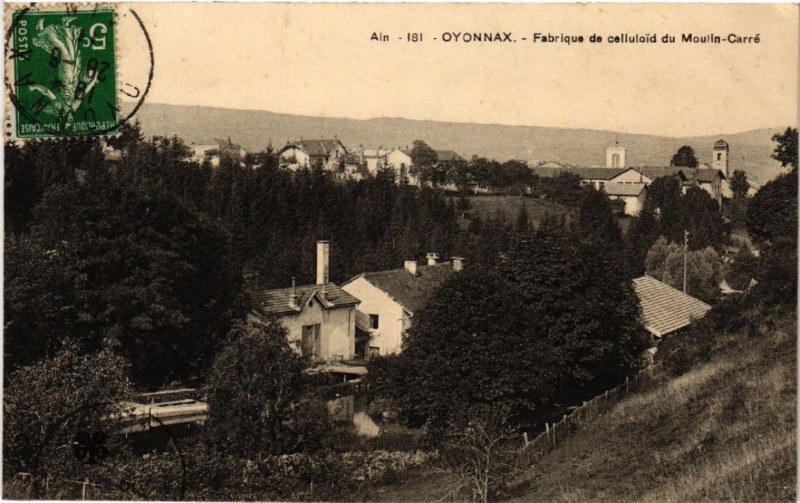 Carte postale ancienne Oyonnax Fabrique de celluloid du Moulin-Carré à Oyonnax