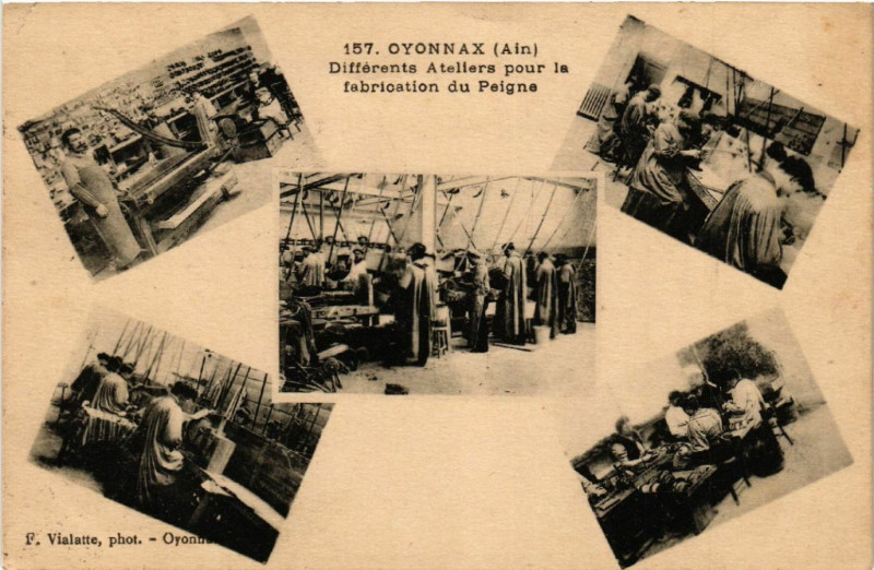 Carte postale ancienne Oyonnax Différents Ateliers pour la fabrication du Peigne à Oyonnax