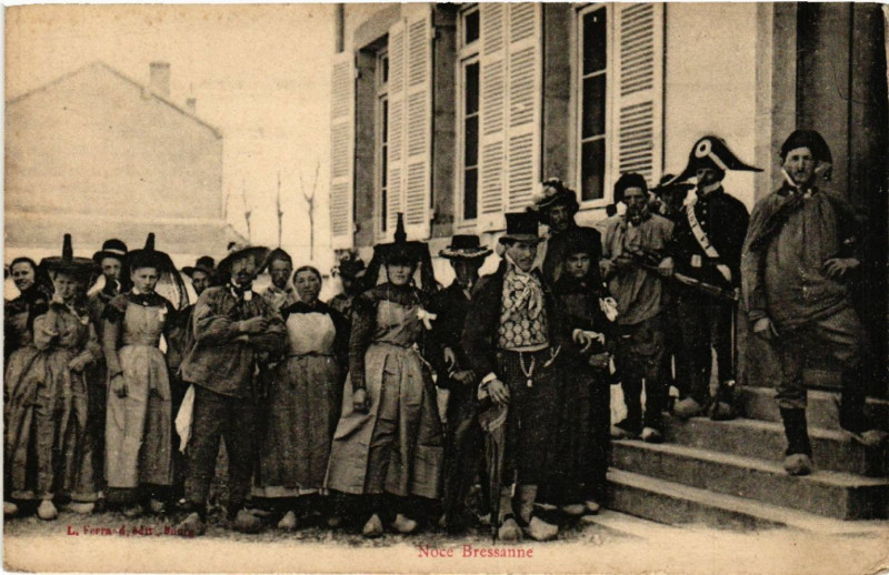 Carte postale ancienne Noce Bressane Folklore Types