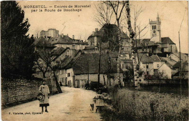 Carte postale ancienne Morestel Entrée de Morestel par la Route de Bouchage à Morestel