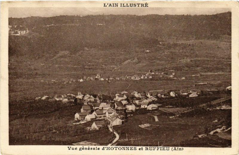 Carte postale ancienne Hotonnes Ruffieu Vue générale d'Hotonnes et Ruffieu à Ruffieu
