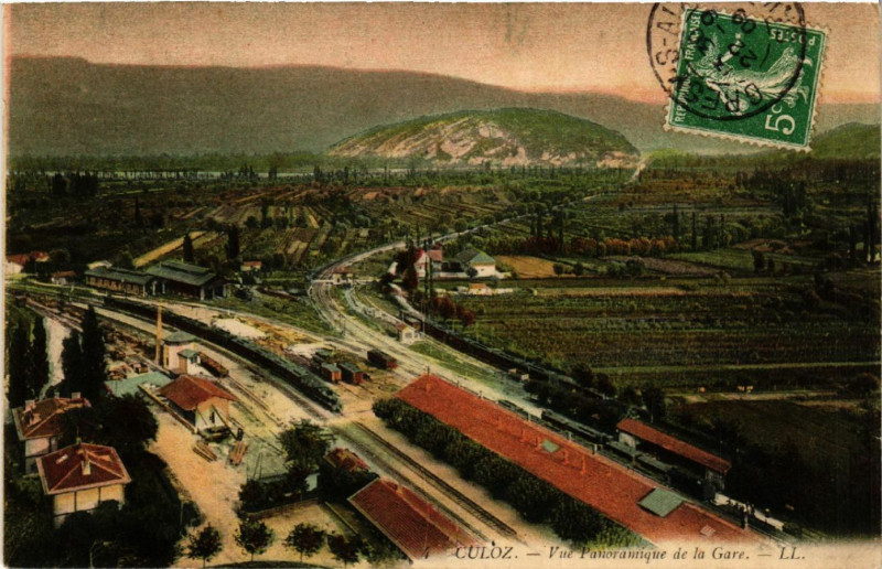 Carte postale ancienne Culoz Vue Panoramique de la Gare à Culoz