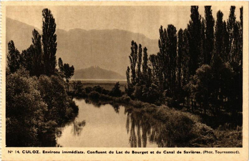 Carte postale ancienne Culoz Environs Confluent du Lac du Bourget et du Canal à Culoz