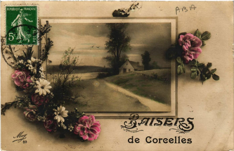 Carte postale ancienne Corcelles Baisers de Corcelles