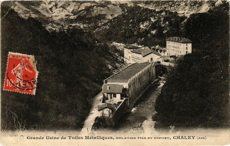Carte postale ancienne Chaley Grande Usine de Toiles Métalliques à Chaley