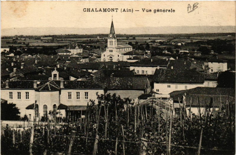 Carte postale ancienne Chalamont Vue générale à Chalamont