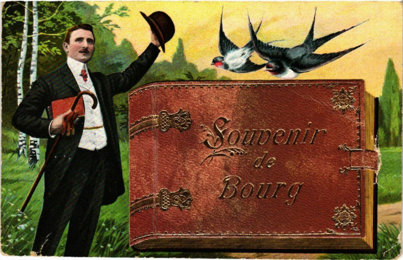 Carte postale ancienne Bourg Souvenir de Bourg Inside Booklet
