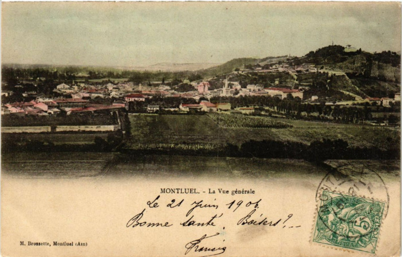 Carte postale ancienne Montluel La Vue générale à Montluel