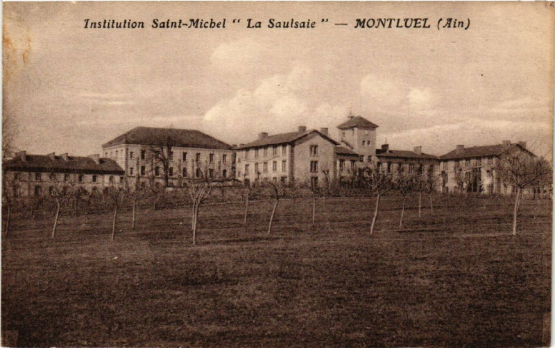 Carte postale ancienne Montluel Institution Saint-Michel La Saulsaie à Montluel